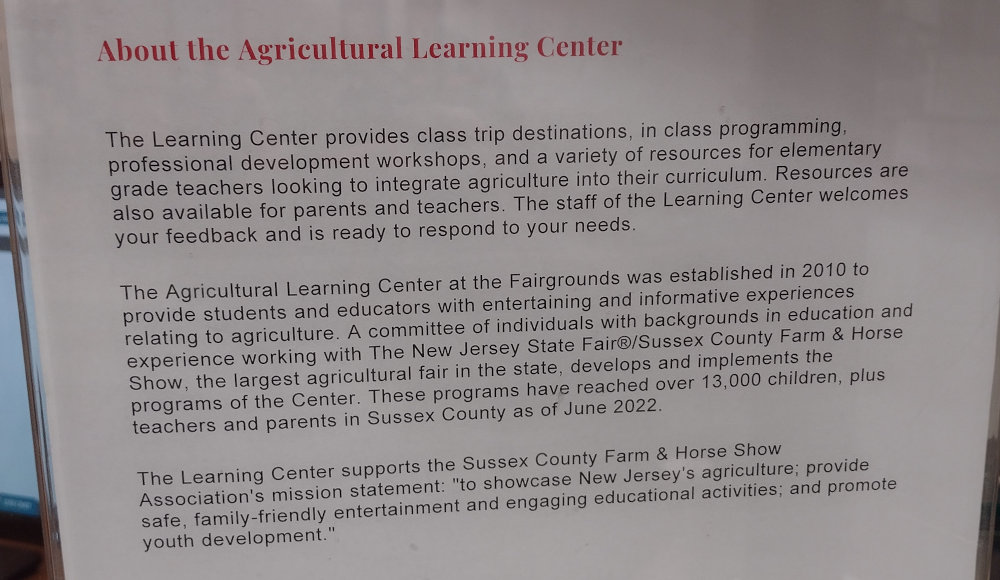 Text description of the Agricultural Learning Center